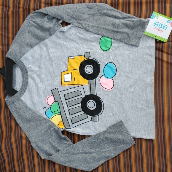 Baby Boys Happy Easter Dump Truck Eggs Raglan T-Shirt Size 12 months  NWT - Picture 1 of 2